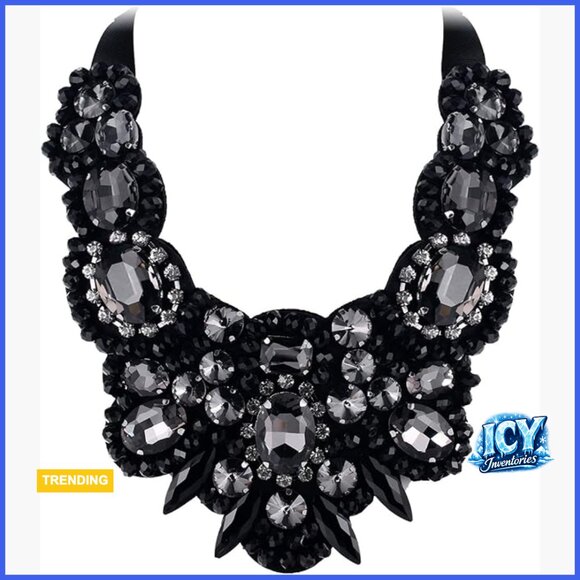 Rhinestone Crystal Bib Chunky Collar Statement Necklace